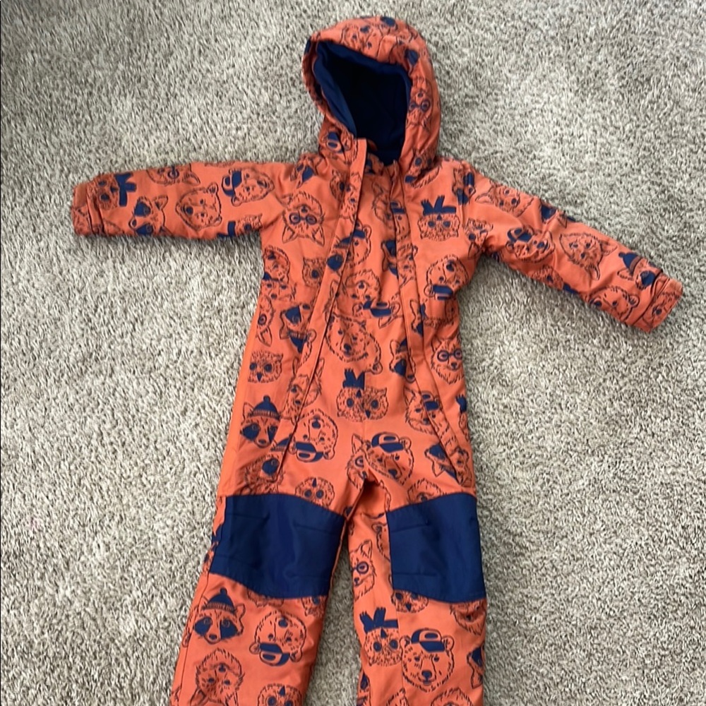 Kids Orange and Blue One Piece Snowsuit